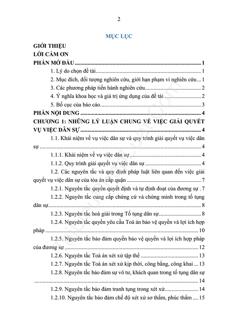 Xem trước mục lục: Báo cáo thực tập: Thực tiễn tiến hành giải quyết vụ việc dân sự tại TAND Khu vực 7, TP.HCM - Trang 01 Mục lục: Báo cáo thực tập: Thực tiễn tiến hành giải quyết vụ việc dân sự tại TAND Khu vực 7, TP.HCM - Bản xem trước trang 01