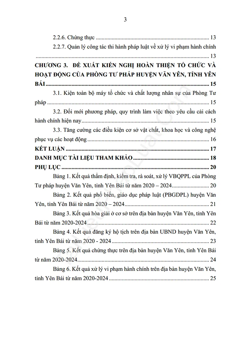 Mục lục: Báo cáo thực tập: Tổ chức và hoạt động của Phòng Tư pháp cấp huyện (Thực tập tại Phòng Tư pháp huyện Văn Yên, tỉnh Yên Bái) - Bản xem trước trang 02