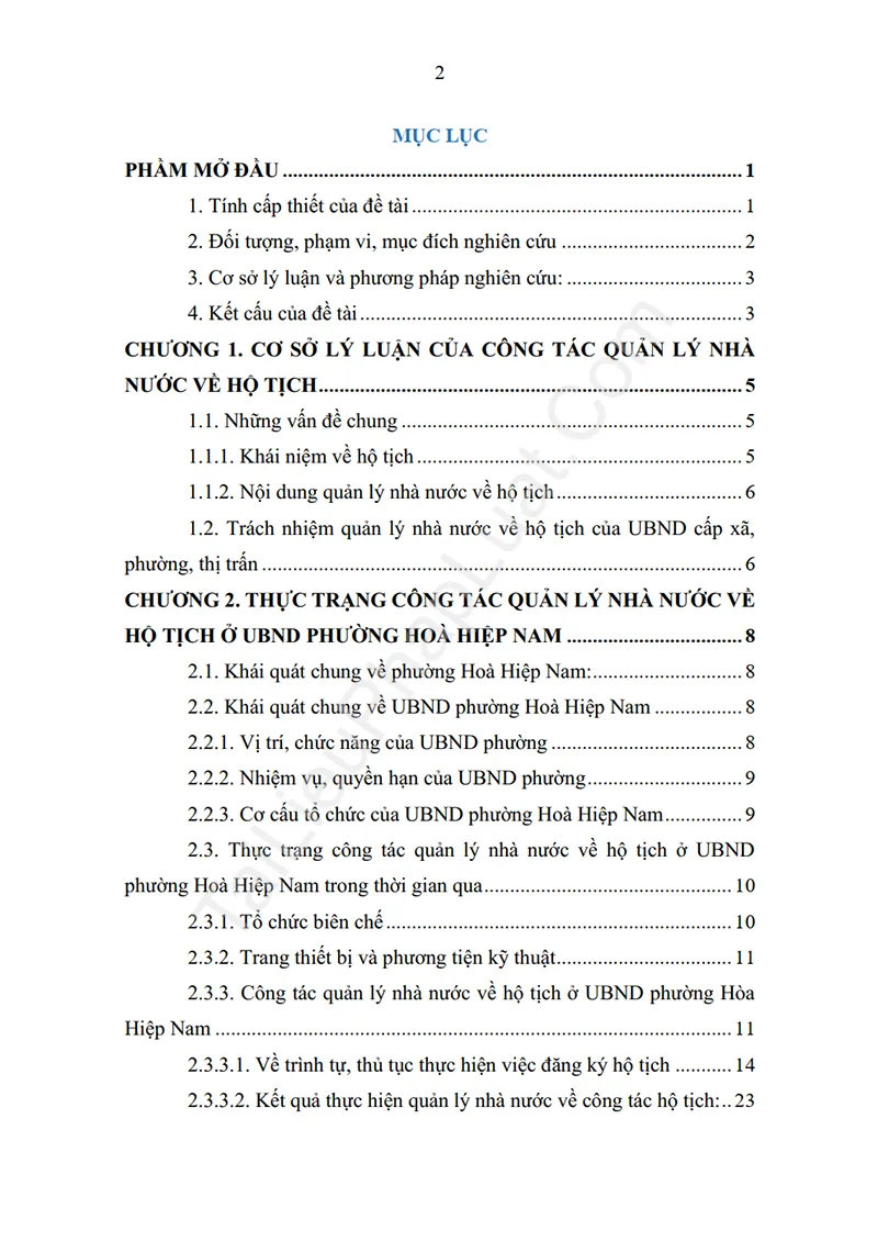 Xem trước mục lục: Báo cáo thực tập: Công tác quản lý nhà nước về hộ tịch ở UBND phường Hoà Hiệp Nam, quận Liên Chiểu, Thành phố Đà Nẵng - Trang 01 Mục lục: Báo cáo thực tập: Công tác quản lý nhà nước về hộ tịch ở UBND phường Hoà Hiệp Nam, quận Liên Chiểu, Thành phố Đà Nẵng - Bản xem trước trang 01