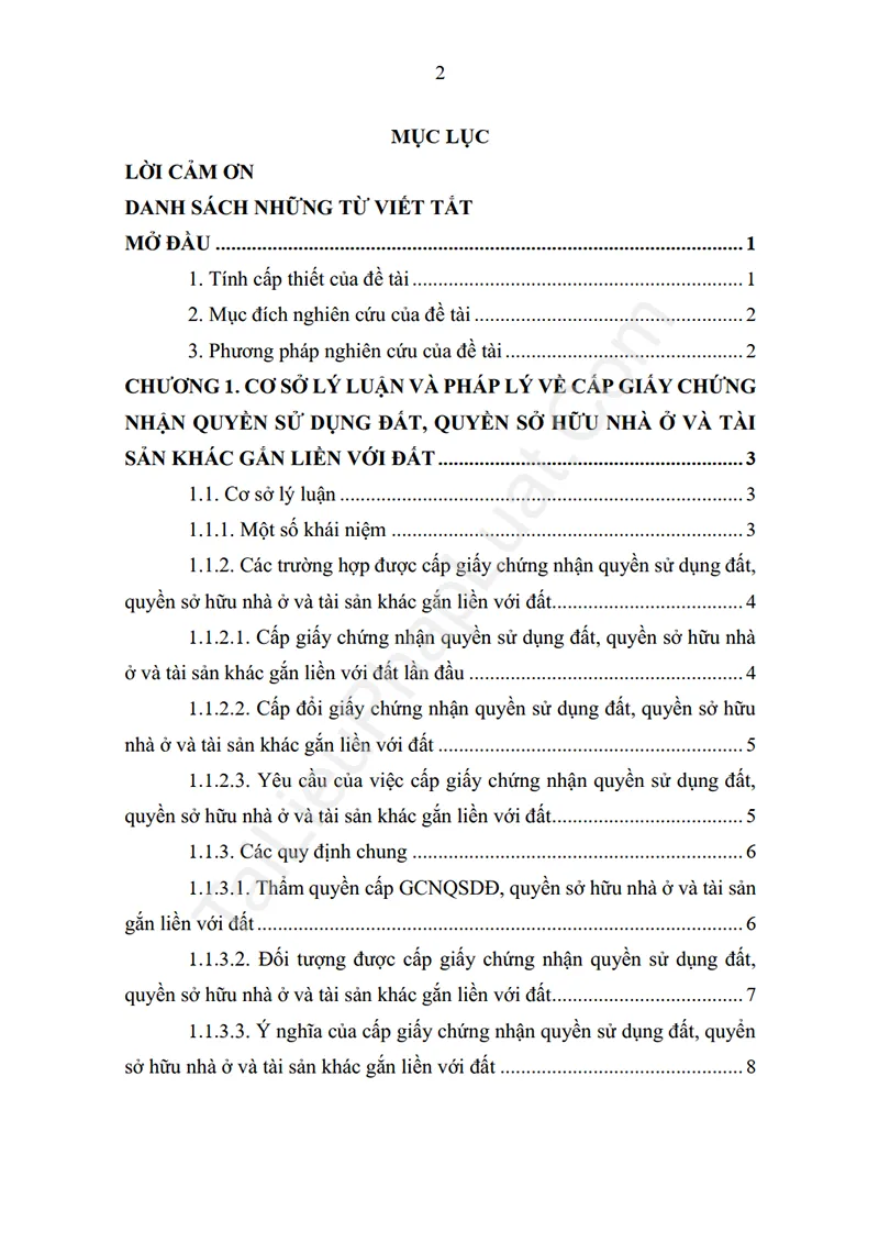 Xem trước mục lục: Báo cáo thực tập: Xử lý hồ sơ trong công tác cấp Giấy chứng nhận quyền sử dụng đất, quyền sở hữu nhà ở và tài sản khác gắn liền với đất (Thực tập tại Phòng Tài nguyên và môi trường, TP. Thủ Đức) - Trang 01 Mục lục: Báo cáo thực tập: Xử lý hồ sơ trong công tác cấp Giấy chứng nhận quyền sử dụng đất, quyền sở hữu nhà ở và tài sản khác gắn liền với đất (Thực tập tại Phòng Tài nguyên và môi trường, TP. Thủ Đức) - Bản xem trước trang 01