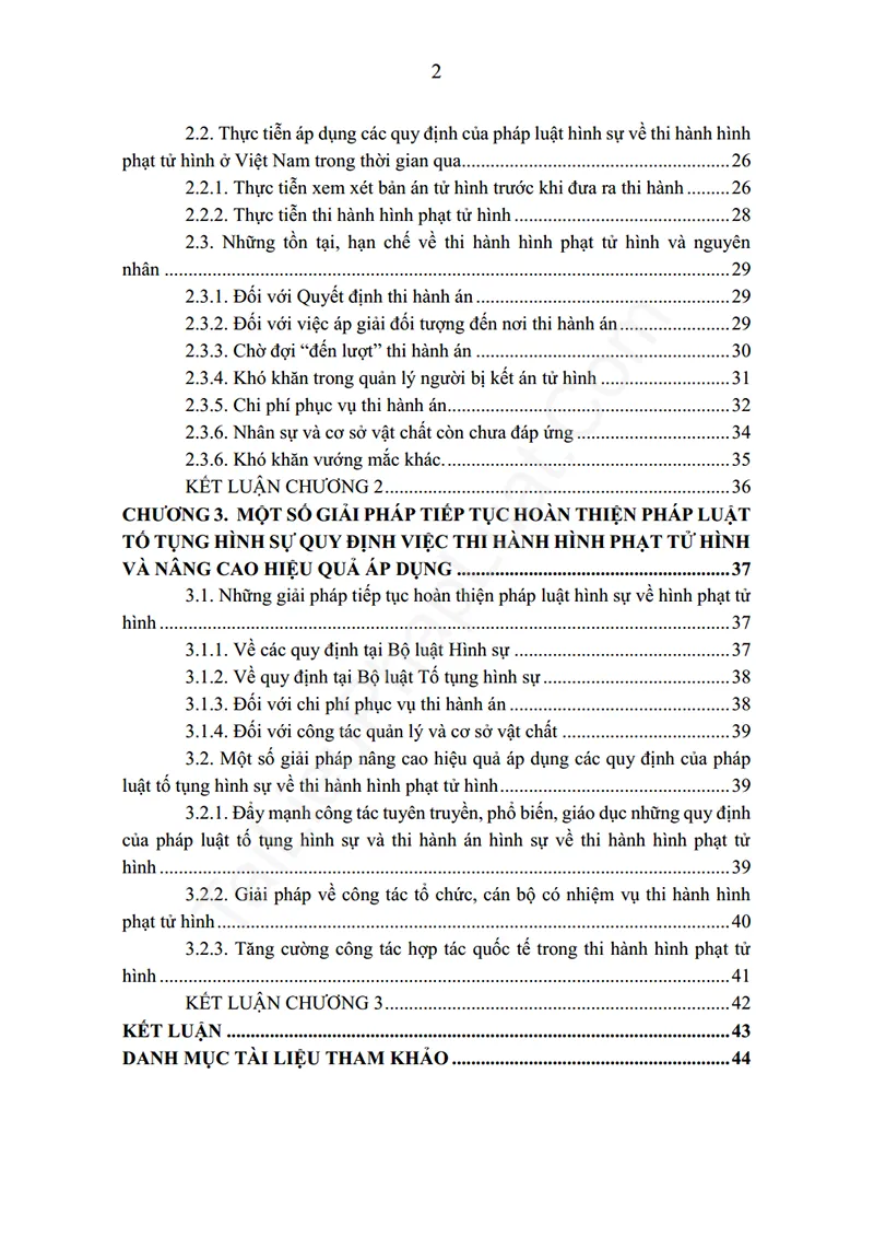 Mục lục: Báo cáo thực tập: Hình phạt tử hình theo quy định của BLHS 2015 (sửa đổi, bổ sung): Những điểm mới và kiến nghị hoàn thiện (Thực tập tại VKSND TP. TDM) - Bản xem trước trang 02