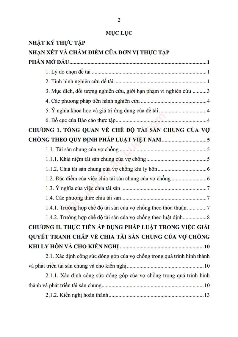 Xem trước mục lục: Báo cáo thực tập: Chia tài sản chung của vợ chồng khi ly hôn (Thực tập tại Công ty TNHH B-S Mart) - Trang 01 Mục lục: Báo cáo thực tập: Chia tài sản chung của vợ chồng khi ly hôn (Thực tập tại Công ty TNHH B-S Mart) - Bản xem trước trang 01