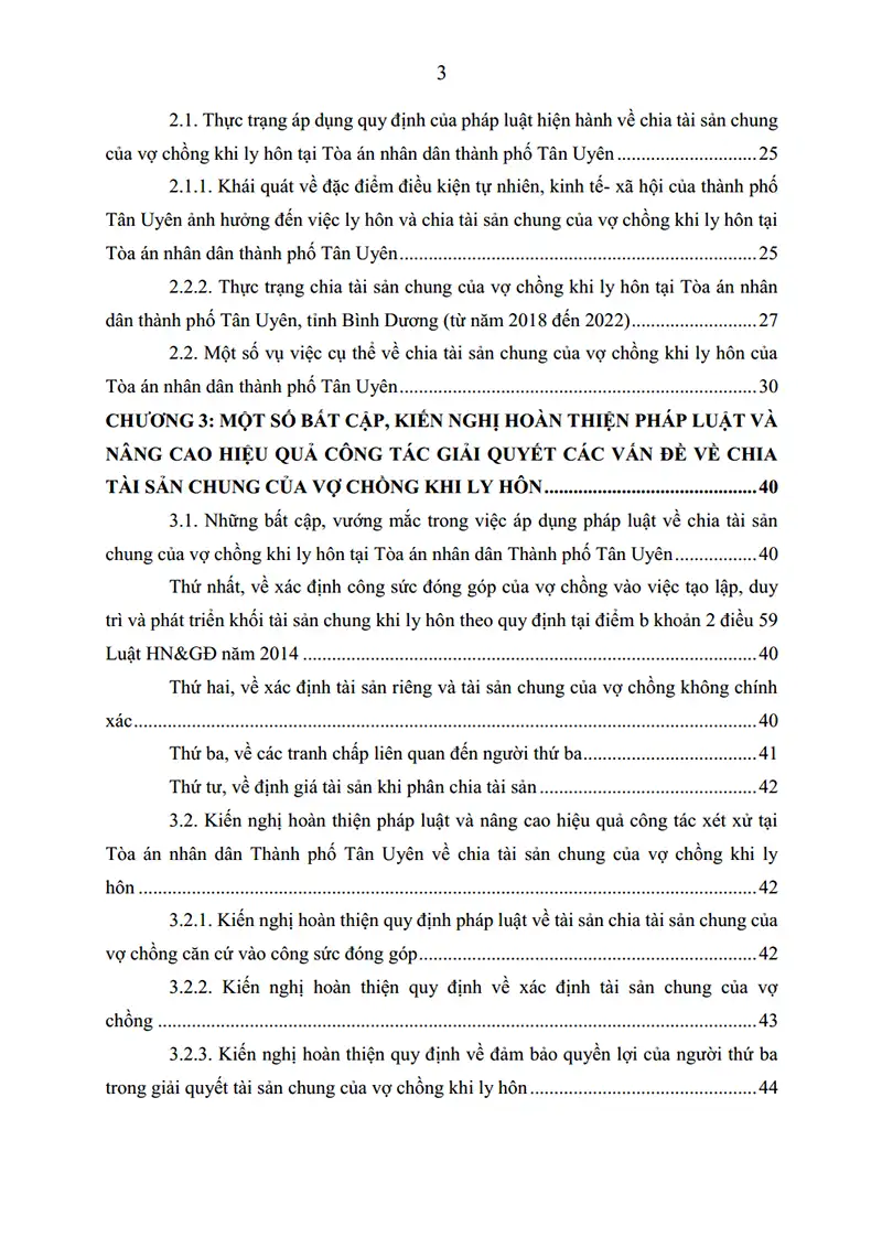 Xem trước mục lục: Báo cáo thực tập: Chia tài sản chung của vợ chồng khi ly hôn theo quy định của Luật HN&GĐ năm 2014- Thực tiễn tại TAND TP. Tân Uyên, tỉnh Bình Dương - Trang 02 Mục lục: Báo cáo thực tập: Chia tài sản chung của vợ chồng khi ly hôn theo quy định của Luật HN&GĐ năm 2014- Thực tiễn tại TAND TP. Tân Uyên, tỉnh Bình Dương - Bản xem trước trang 02