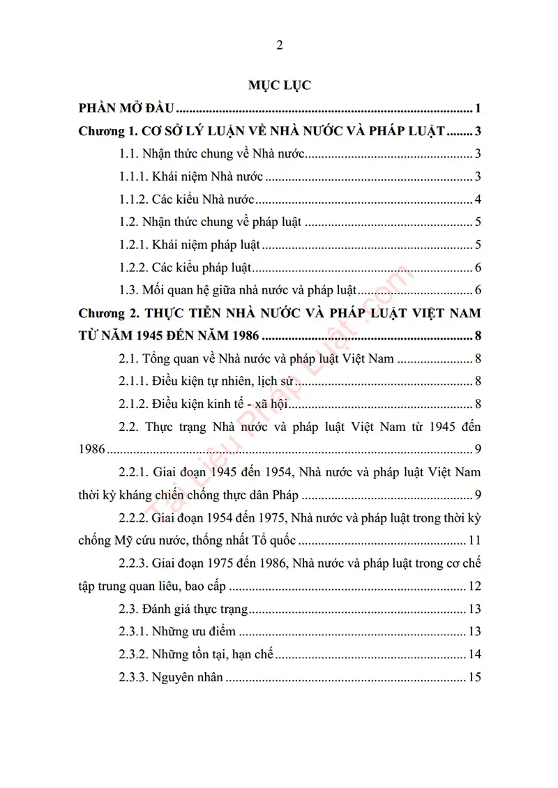 Xem trước mục lục: Tiểu luận: Nhà nước và pháp luật Việt Nam giai đoạn từ năm 1945 đến năm 1986 - Trang 01 Mục lục: Tiểu luận: Nhà nước và pháp luật Việt Nam giai đoạn từ năm 1945 đến năm 1986 - Bản xem trước trang 01