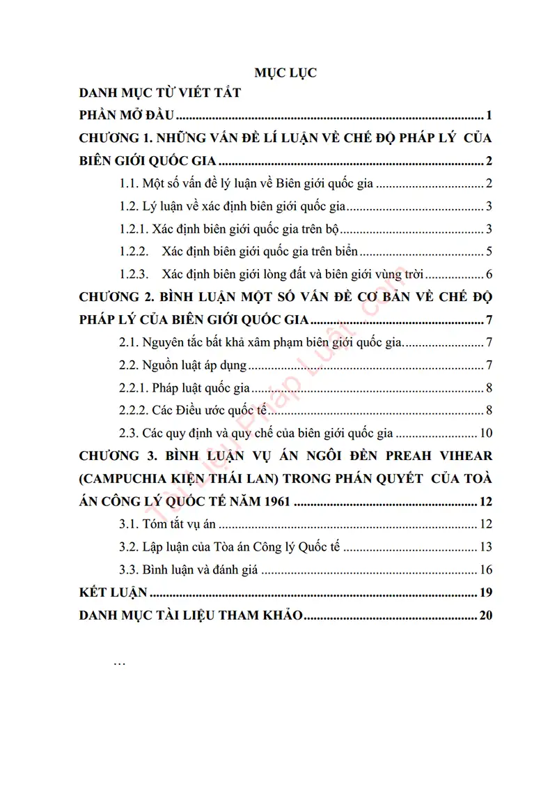 Xem trước mục lục: Tiểu luận: Bình luận những nội dung cơ bản về chế độ pháp lý của biên giới quốc gia - Trang 01 Mục lục: Tiểu luận: Bình luận những nội dung cơ bản về chế độ pháp lý của biên giới quốc gia - Bản xem trước trang 01