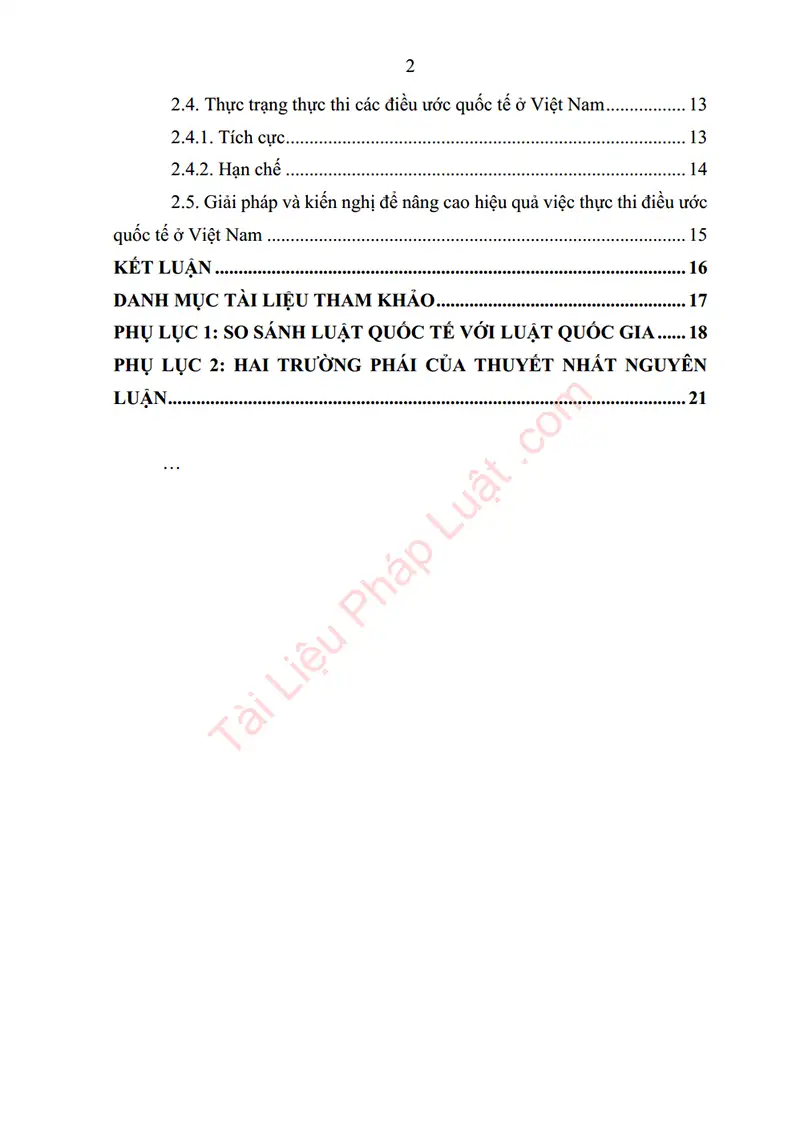 Xem trước mục lục: Tiểu luận: Phân tích mối quan hệ giữa Luật Quốc tế và Luật Quốc gia. Liên hệ với thực tiễn ở Việt Nam trong lĩnh vực Luật Điều ước quốc tế - Trang 02 Mục lục: Tiểu luận: Phân tích mối quan hệ giữa Luật Quốc tế và Luật Quốc gia. Liên hệ với thực tiễn ở Việt Nam trong lĩnh vực Luật Điều ước quốc tế - Bản xem trước trang 02