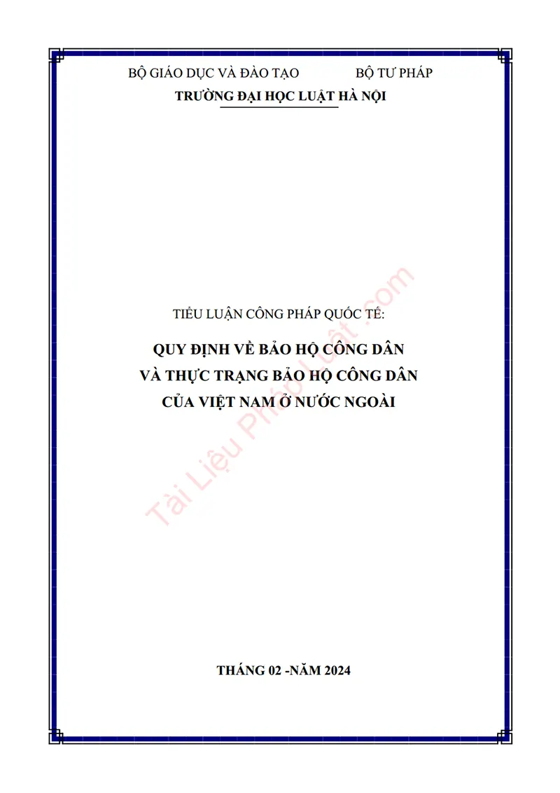 Ảnh bìa Tiểu luận: Quy định về bảo hộ công dân và thực trạng bảo hộ công dân của Việt Nam ở nước ngoài
