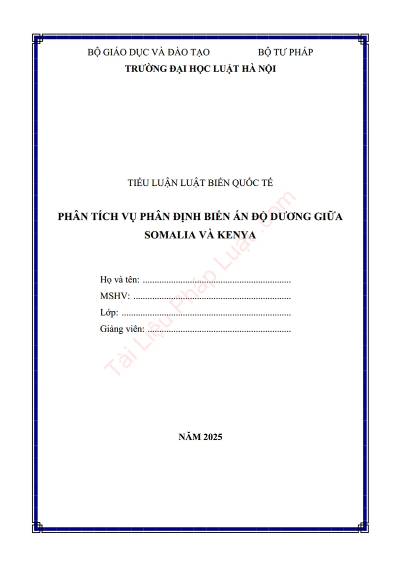 Ảnh bìa Tiểu luận: Phân tích vụ phân định biển Ấn Độ Dương giữa Somalia và Kenya