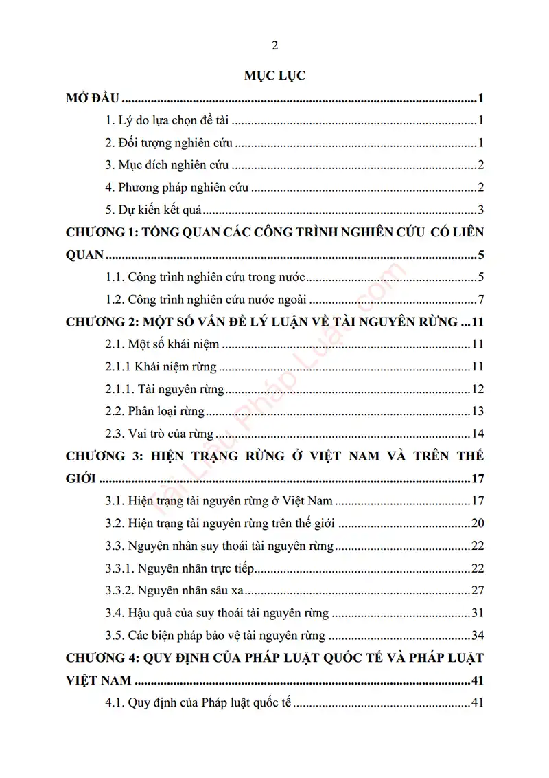 Mục lục: Tiểu luận: Hợp tác quốc tế về bảo vệ tài nguyên rừng - Bản xem trước trang 01