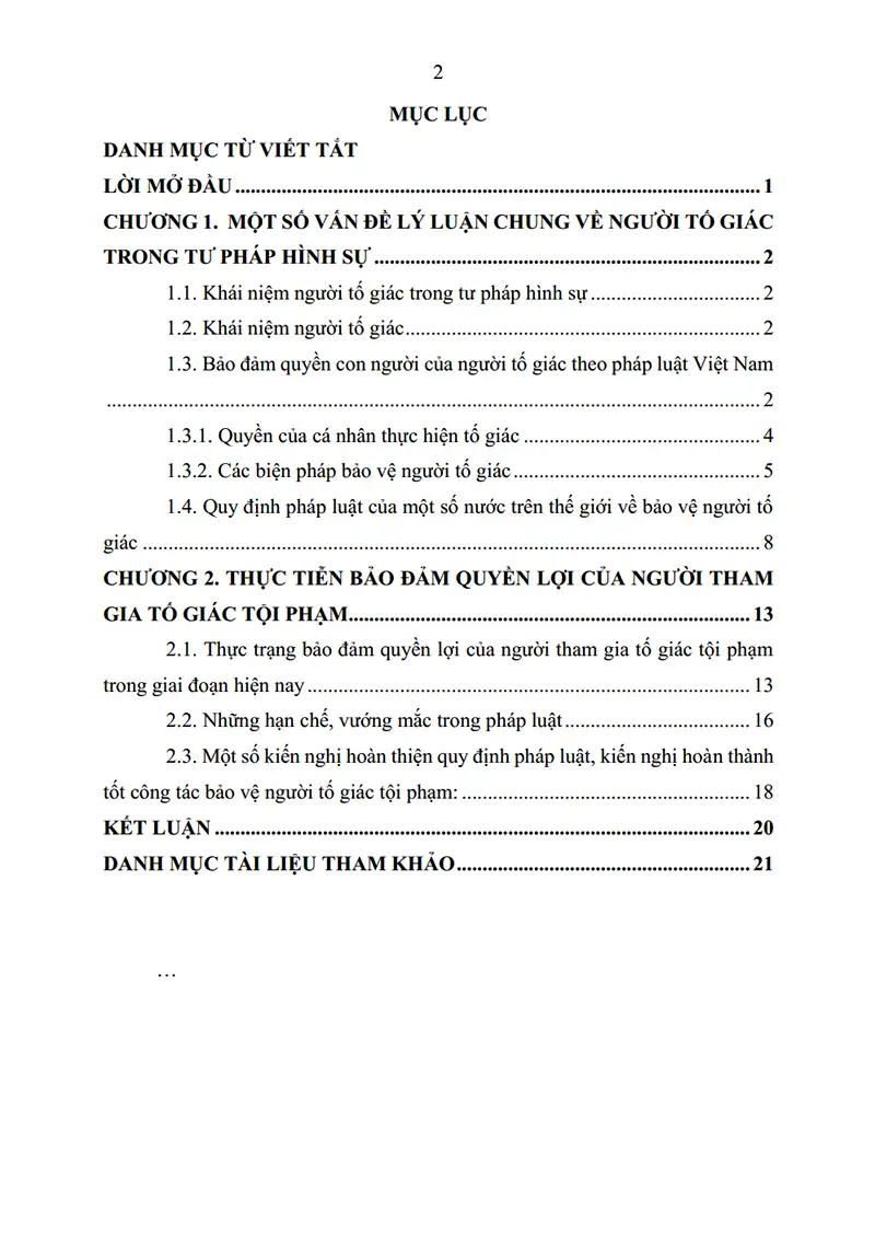 Xem trước mục lục: Tiểu luận: Đảm bảo quyền con người của người tố giác tội phạm trong tư pháp hình sự. Thực tiễn thực hiện và một số giải pháp hoàn thiện - Trang 01 Mục lục: Tiểu luận: Đảm bảo quyền con người của người tố giác tội phạm trong tư pháp hình sự. Thực tiễn thực hiện và một số giải pháp hoàn thiện - Bản xem trước trang 01