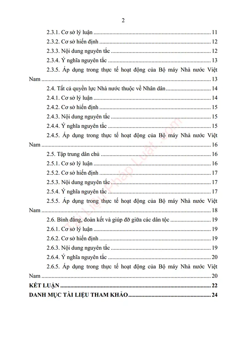 Xem trước mục lục: Tiểu luận: Các nguyên tắc tổ chức và hoạt động của bộ máy nhà nước Cộng hòa XHCN Việt Nam - Trang 02 Mục lục: Tiểu luận: Các nguyên tắc tổ chức và hoạt động của bộ máy nhà nước Cộng hòa XHCN Việt Nam - Bản xem trước trang 02