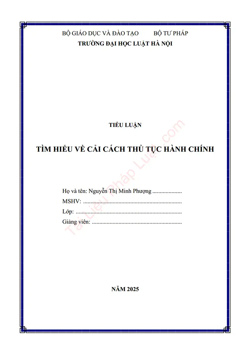Ảnh bìa Tiểu luận: Tìm hiểu về Cải cách thủ tục hành chính