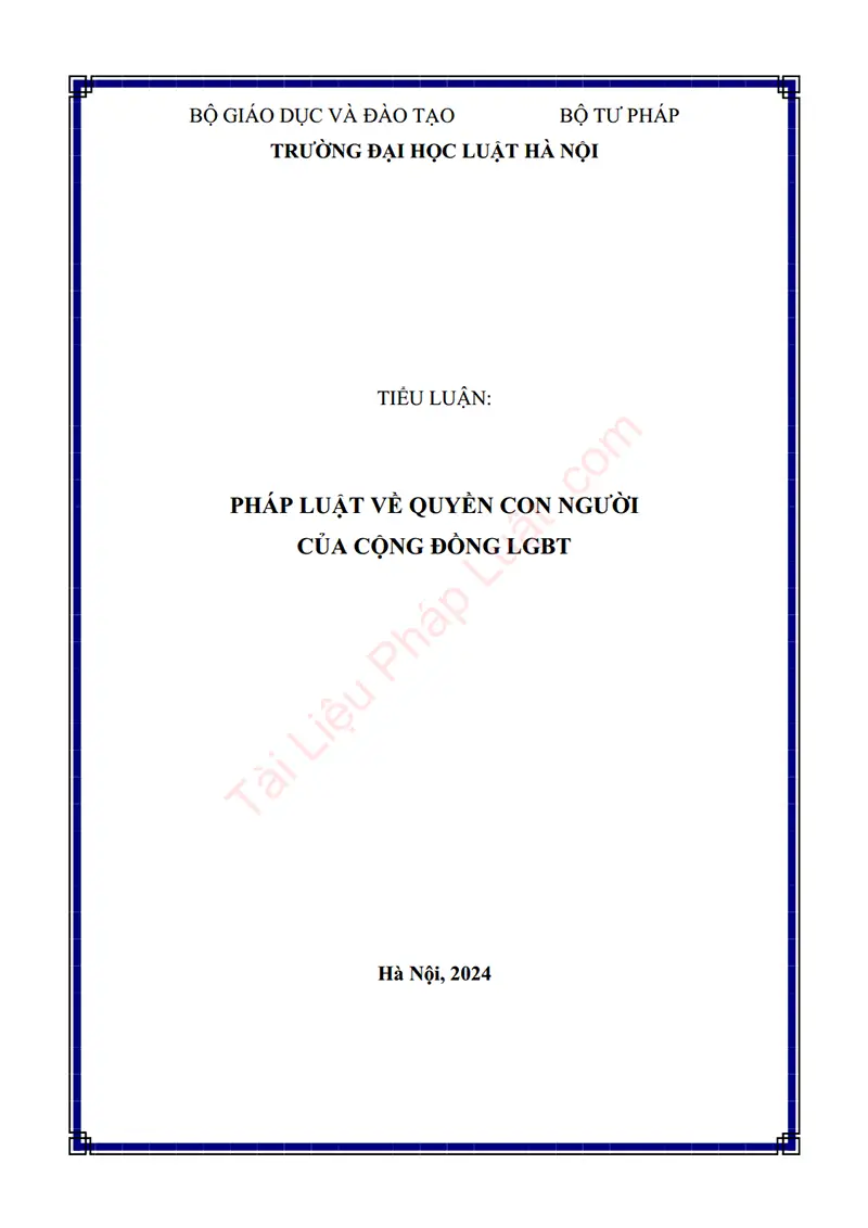 Ảnh bìa Tiểu luận: Pháp luật về quyền con người của cộng đồng LGBT