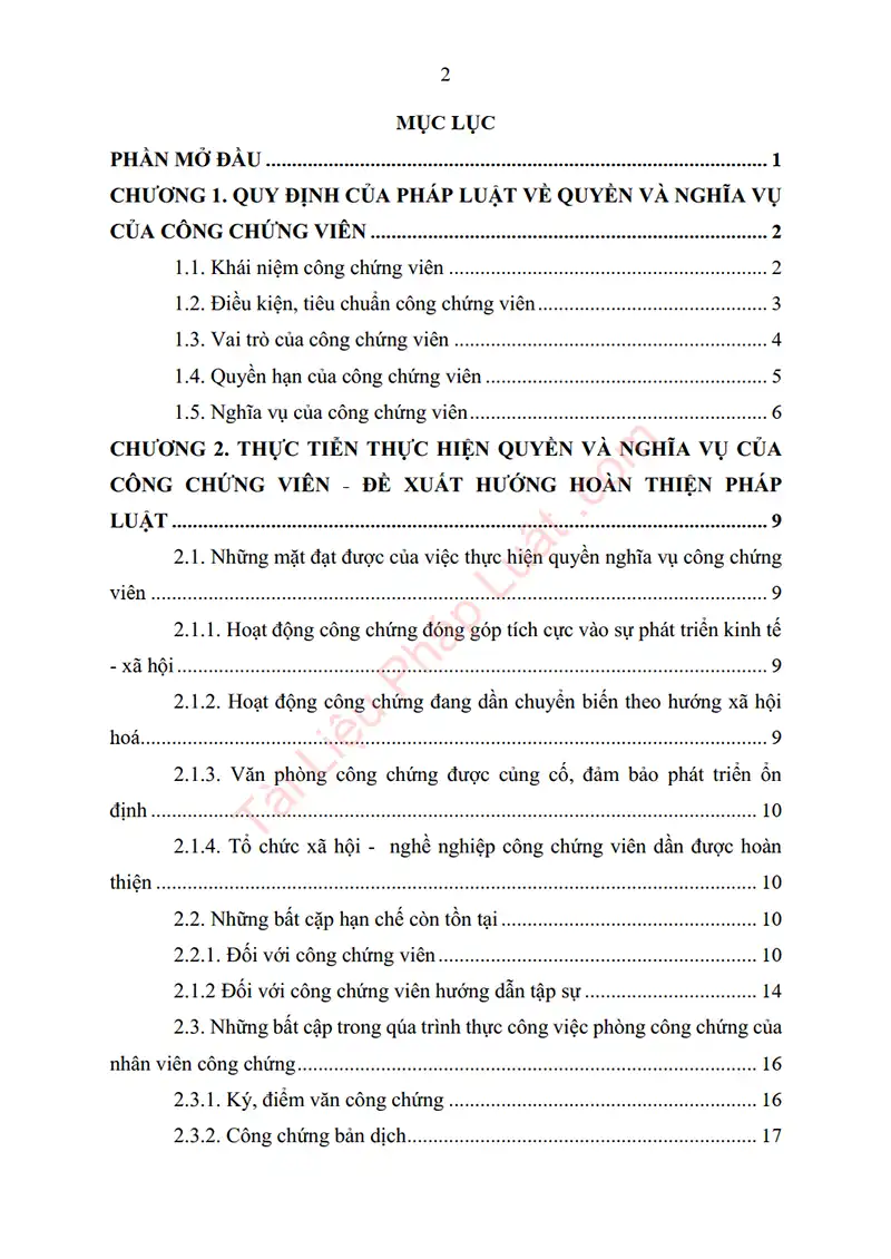 Xem trước mục lục: Tiểu luận: Quy định của pháp luật về quyền và nghĩa vụ của công chứng viên trong hoạt động công chứng – Thực trạng và giải pháp hoàn thiện pháp luật - Trang 01 Mục lục: Tiểu luận: Quy định của pháp luật về quyền và nghĩa vụ của công chứng viên trong hoạt động công chứng – Thực trạng và giải pháp hoàn thiện pháp luật - Bản xem trước trang 01