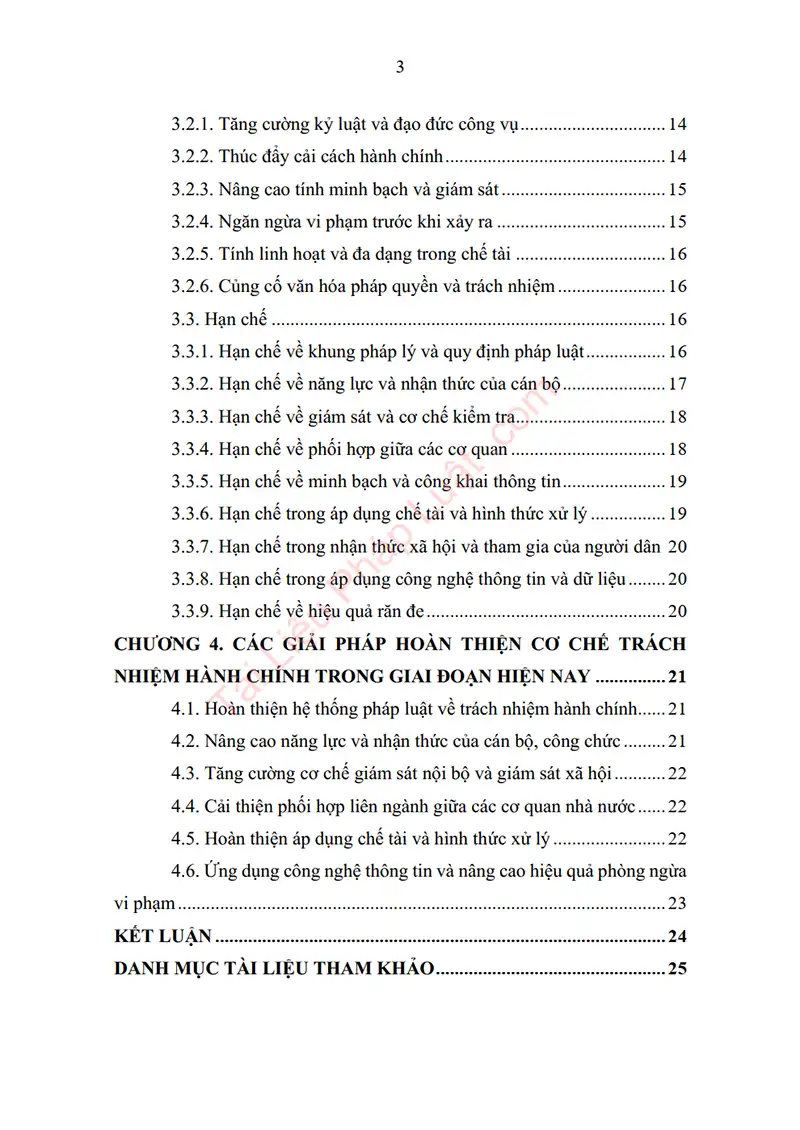 Xem trước mục lục: Tiểu luận: Đặc điểm của trách nhiệm hành chính và định hướng hoàn thiện trong giai đoạn hiện nay ở Việt Nam - Trang 02 Mục lục: Tiểu luận: Đặc điểm của trách nhiệm hành chính và định hướng hoàn thiện trong giai đoạn hiện nay ở Việt Nam - Bản xem trước trang 02